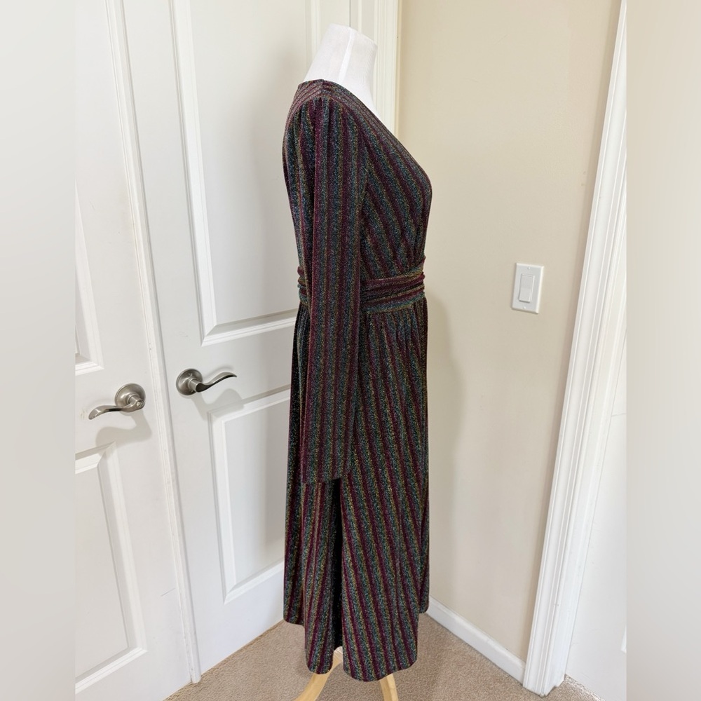 NWT Boden Metallic Burgundy Multi Stripe Long Sleeve Sweater Dress Size 10R - Picture 4 of 9